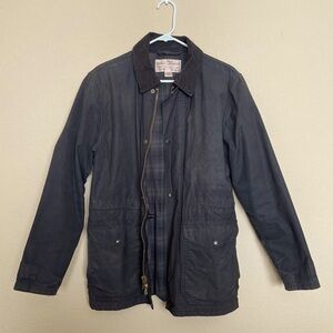 Filson Mile Marker Waxed Jacket Made in USA - Flannel Lined - Black - Size SMALL